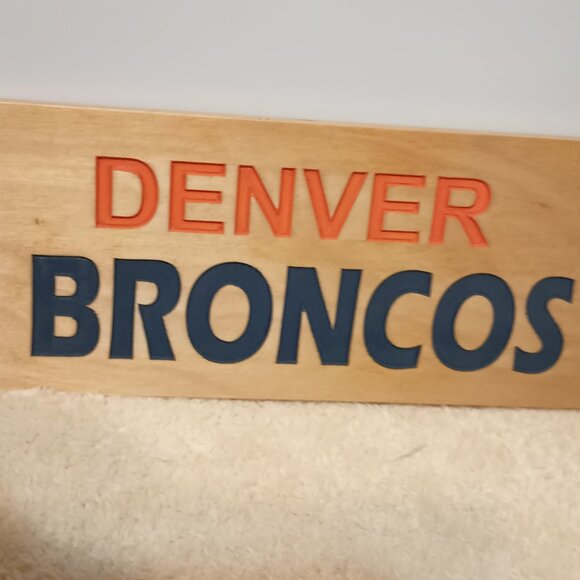 NEW!! Handcrafted Denver Broncos Engraved Wood Sign, 6" (L) x 20" (W) X 0.5" (D) - Picture 3 of 10